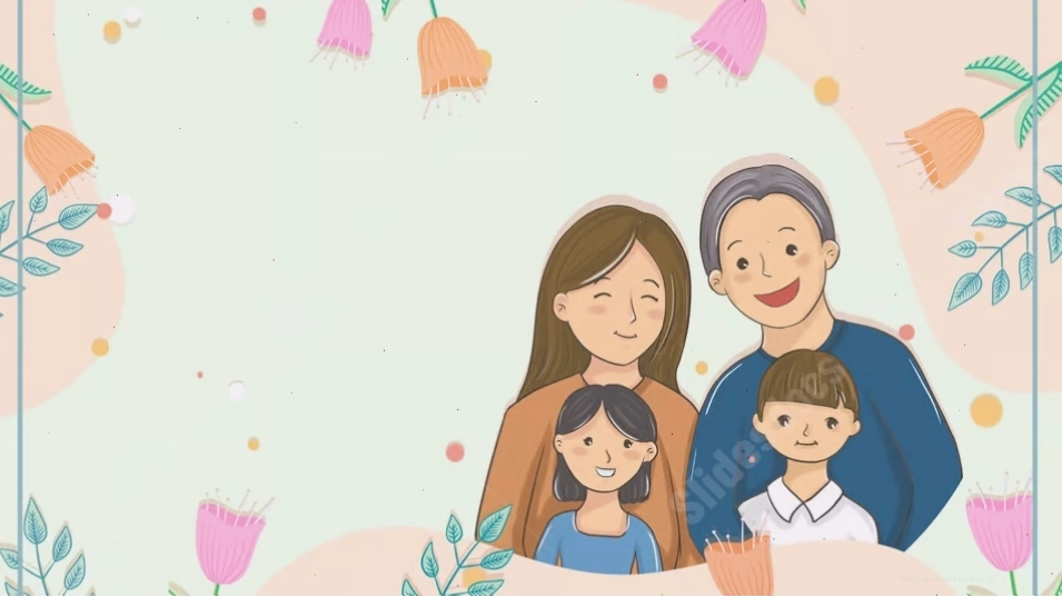 Hình nền màu cam nhạt với hoa văn và các yếu tố lễ hội, phù hợp cho các sự kiện gia đình