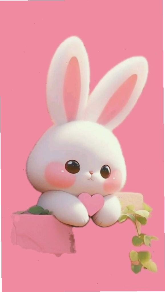 Hình nền màu hồng pastel trơn với thỏ và hộp quà