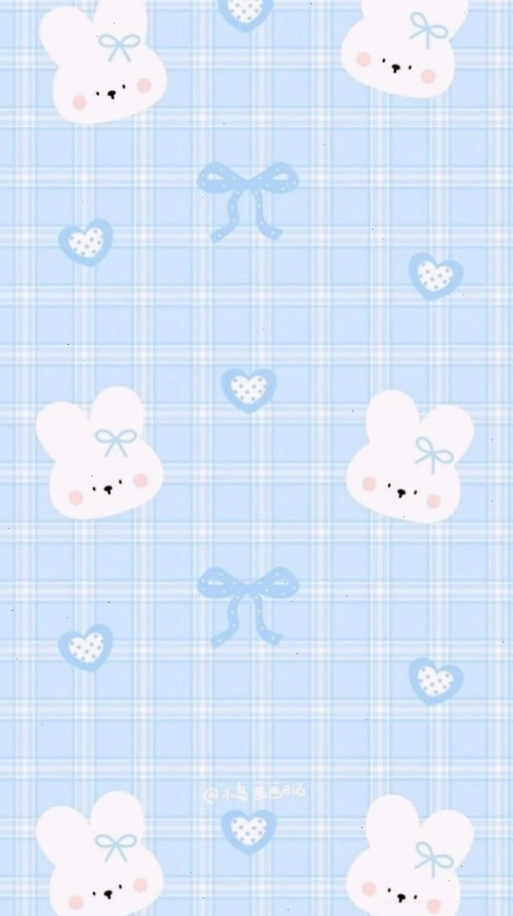 Hình nền màu xanh dương với chú gấu đeo nơ cute
