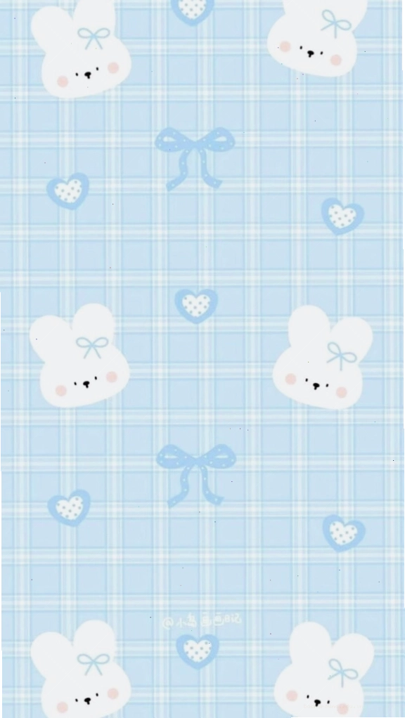 Hình nền màu xanh dương với gấu và nơ cute