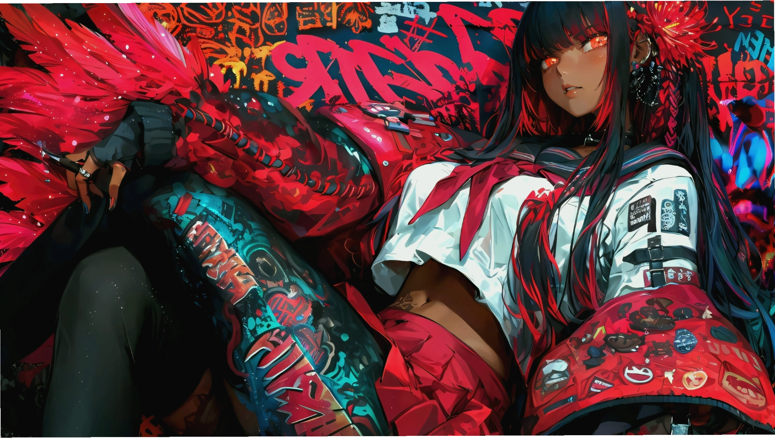 Hình nền máy tính Anime 4K với tông màu xanh lá