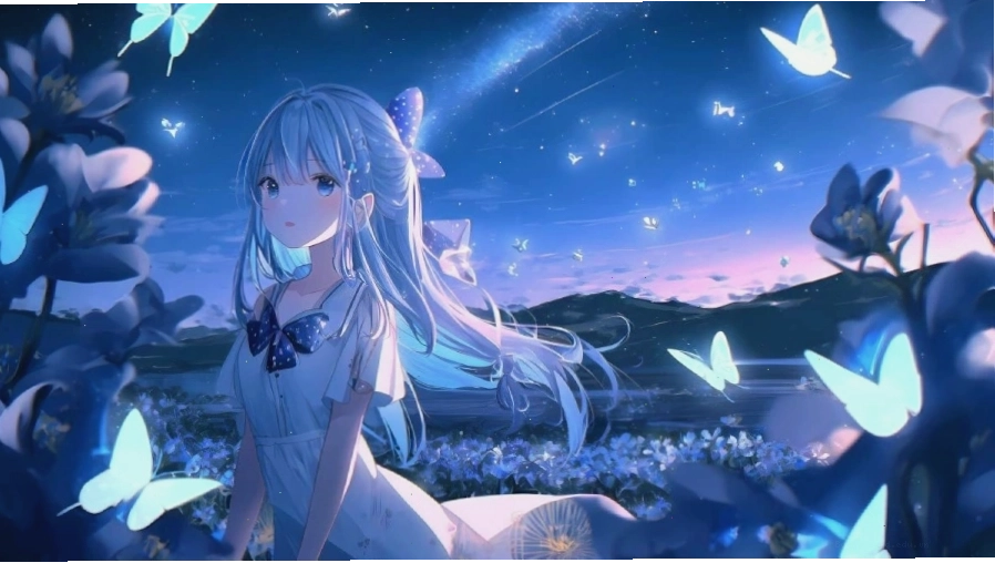 Hình nền máy tính anime nữ dễ thương với mái tóc hồng và đôi mắt to tròn
