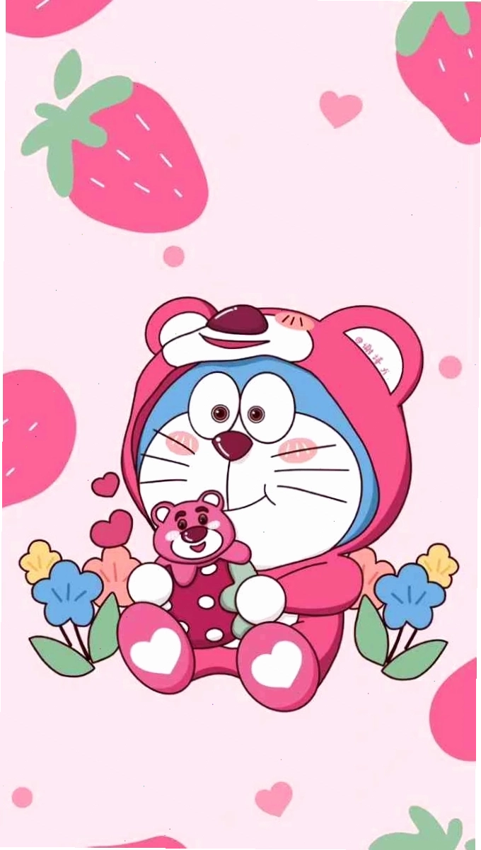 Hình nền máy tính Doraemon cute ngồi trên chiếc chong chóng tre
