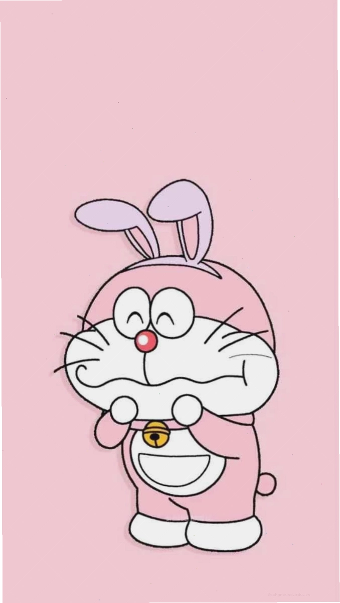 Hình nền máy tính Doraemon dễ thương màu hồng pastel