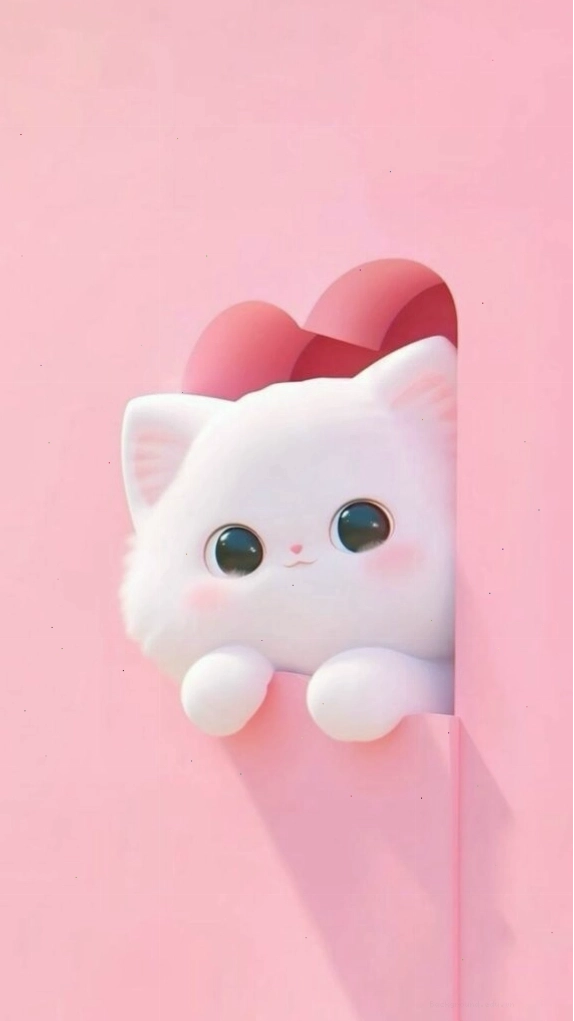 Hình nền mèo con màu hồng dễ thương