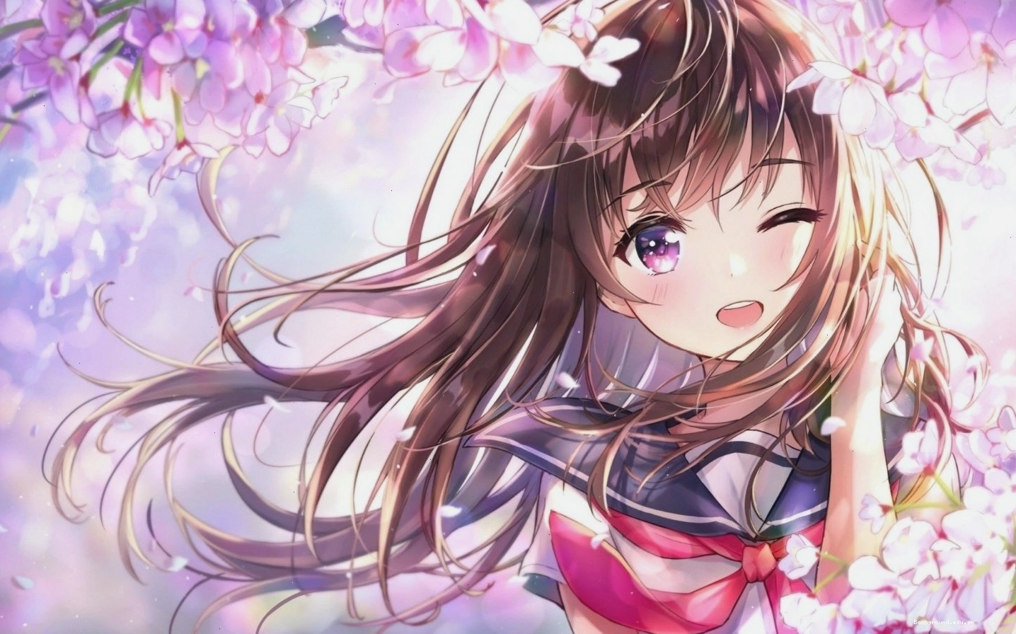 Hình nền nhân vật anime nữ cực đáng yêu với trang phục học sinh