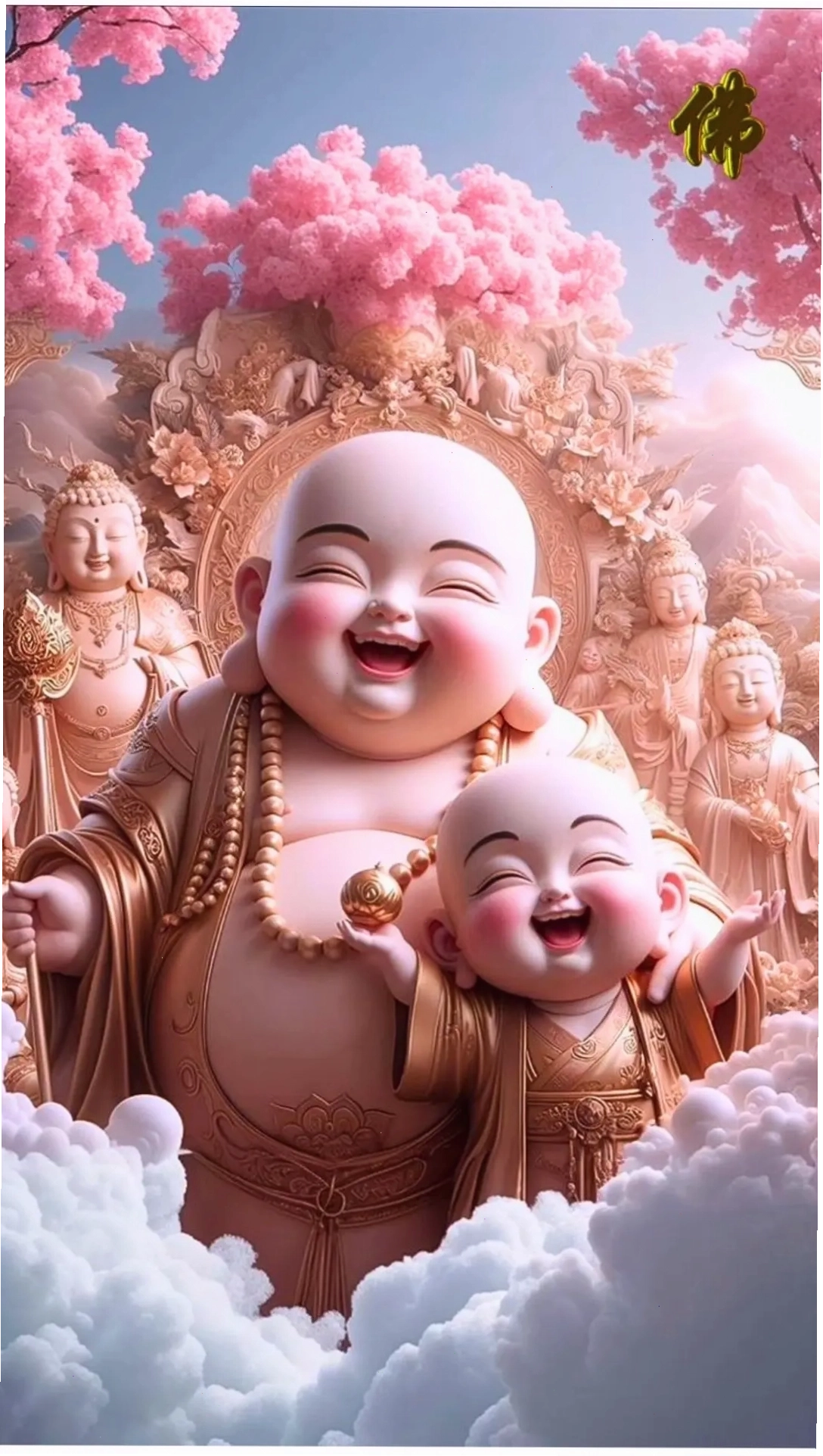 Hình nền Phật Di Lặc cầu niềm vui và sự lạc quan