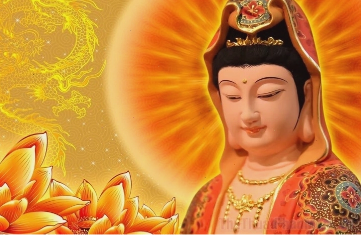 Hình nền Quan Âm Bồ Tát với gương mặt từ bi và thanh tịnh