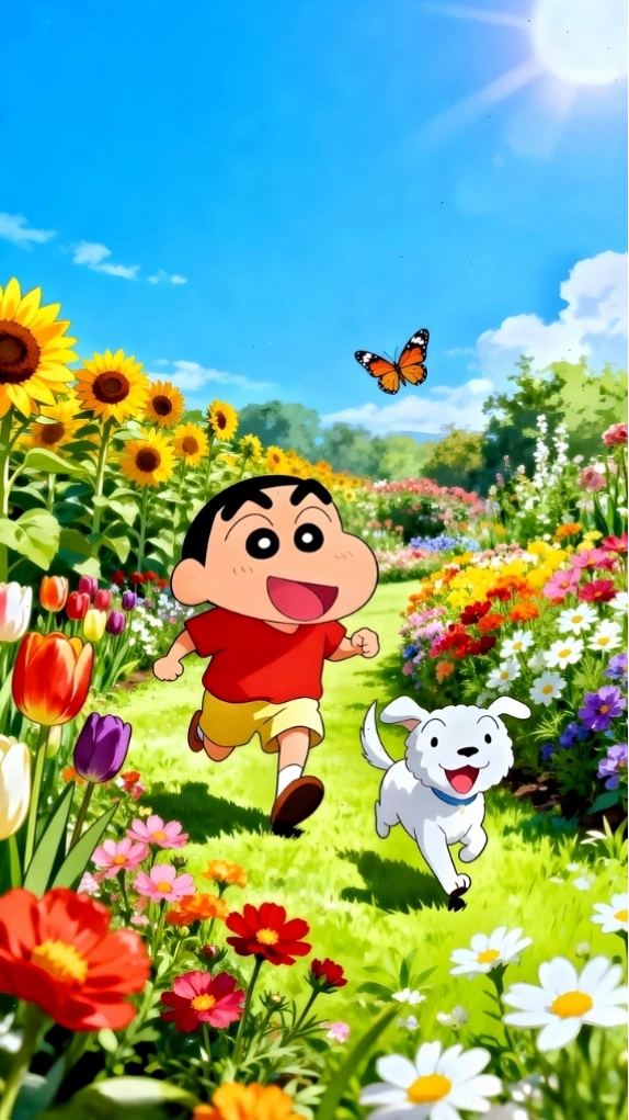 Hình nền Shin cậu bé bút chì vui vẻ và tràn đầy năng lượng