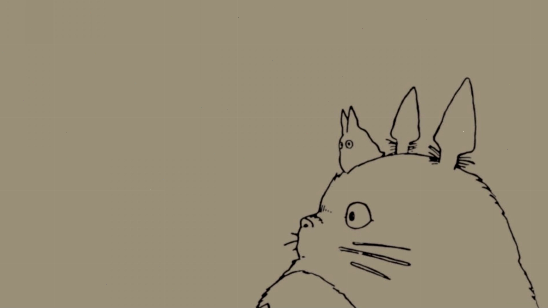 Hình nền Totoro vẽ theo phong cách thư pháp