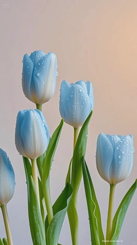 Hoa tulip xanh với nền mờ ảo