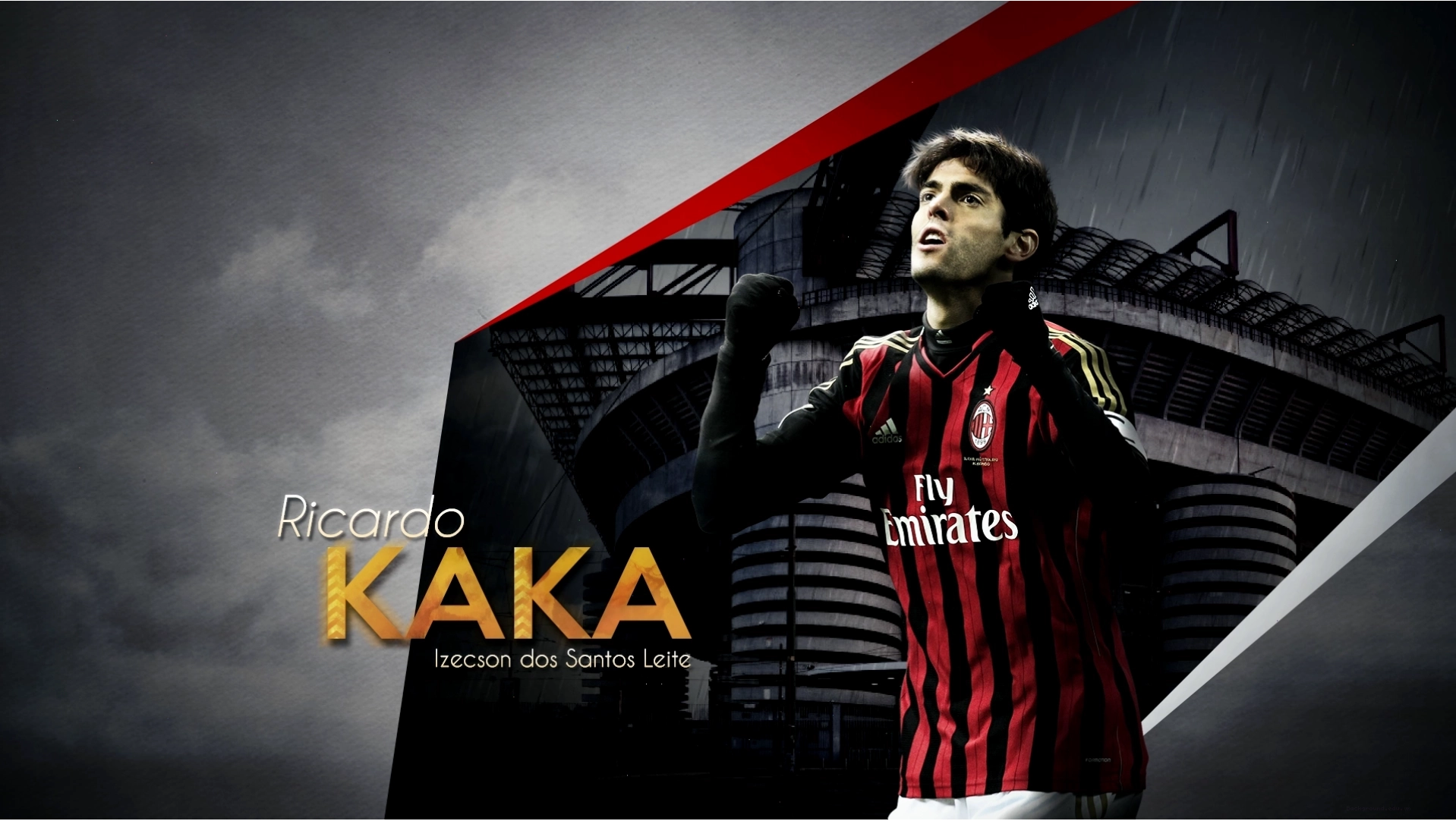 Kaka với trái bóng trong màu áo AC Milan