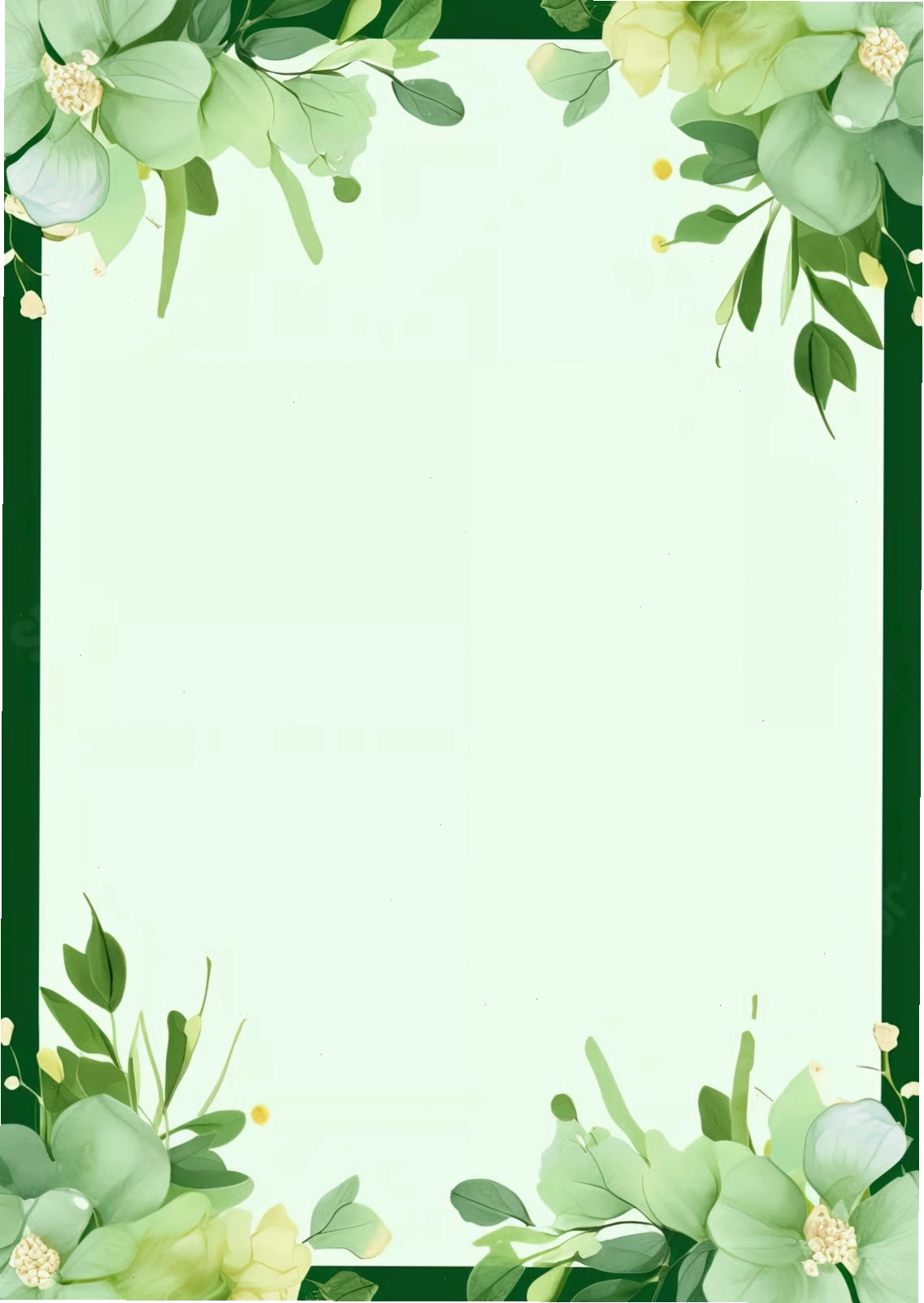 Khung Viền Hình Nền Hoa Màu Xanh Lá Cây Hoa Word