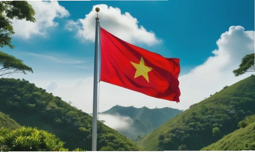 Lá cờ đỏ sao vàng bay giữa đất trời Việt Nam