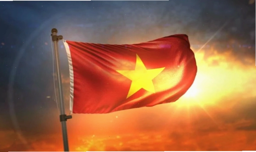 Lá cờ nhuộm ánh chiều hoàng hôn