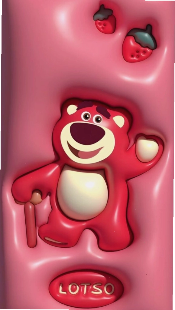 Lotso 3D nổi bật trên nền hồng bóng