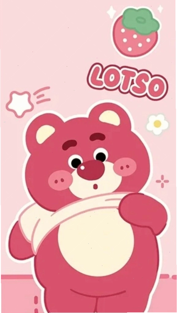 Lotso đứng thẳng trên nền hồng pastel