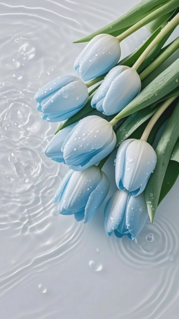 Nhiều lớp cánh hoa tulip xanh đan xen