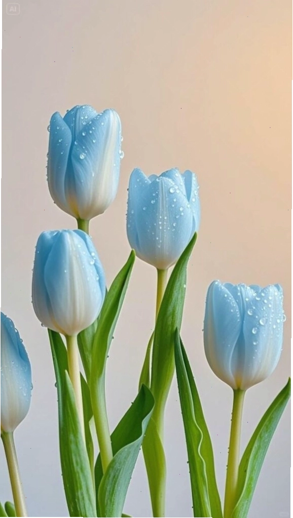 Nhóm hoa tulip tím kết hợp lá xanh