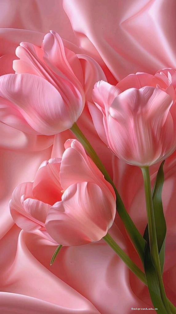 Những cánh tulip hồng mềm mại dưới ánh hoàng hôn