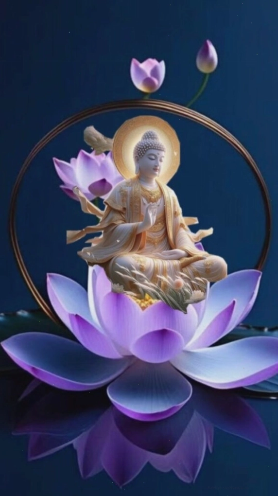 Phật Bà Quan Âm uy nghiêm trên đài sen hồng thắm