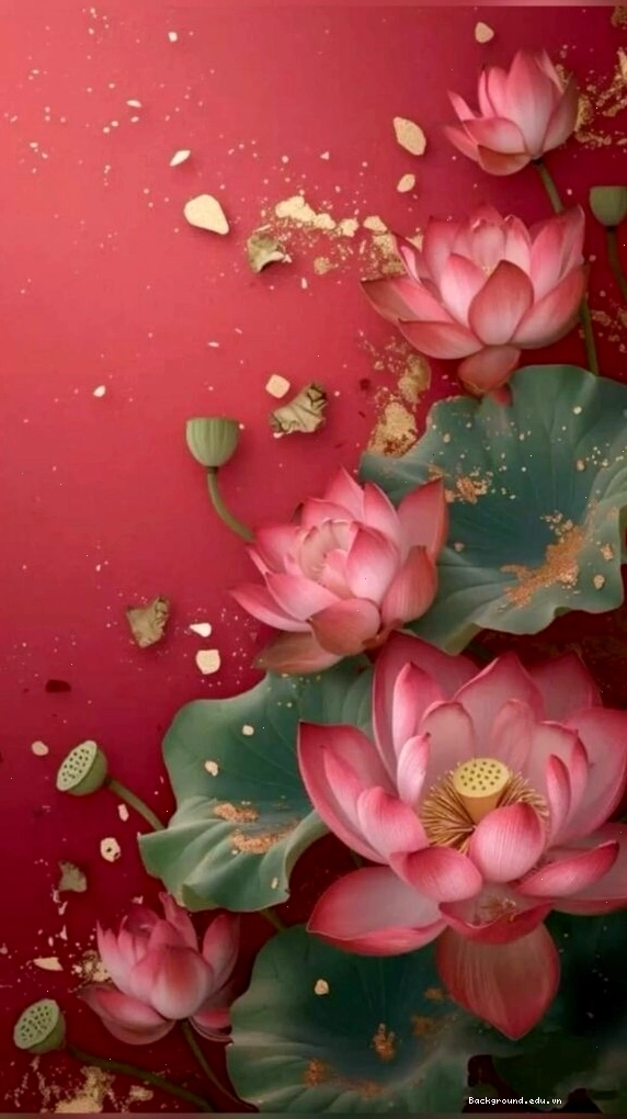 Sen nở rộ trên nền đỏ sang trọng