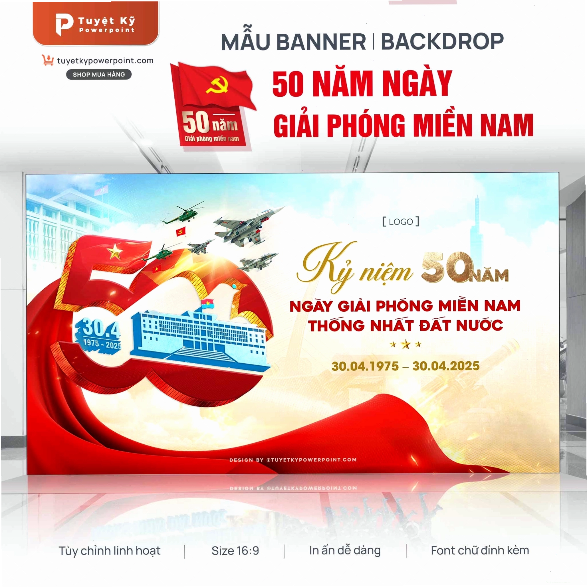 Thumbnail backdrop kỷ niệm 50 năm giải phóng miền nam thống nhất đất nước