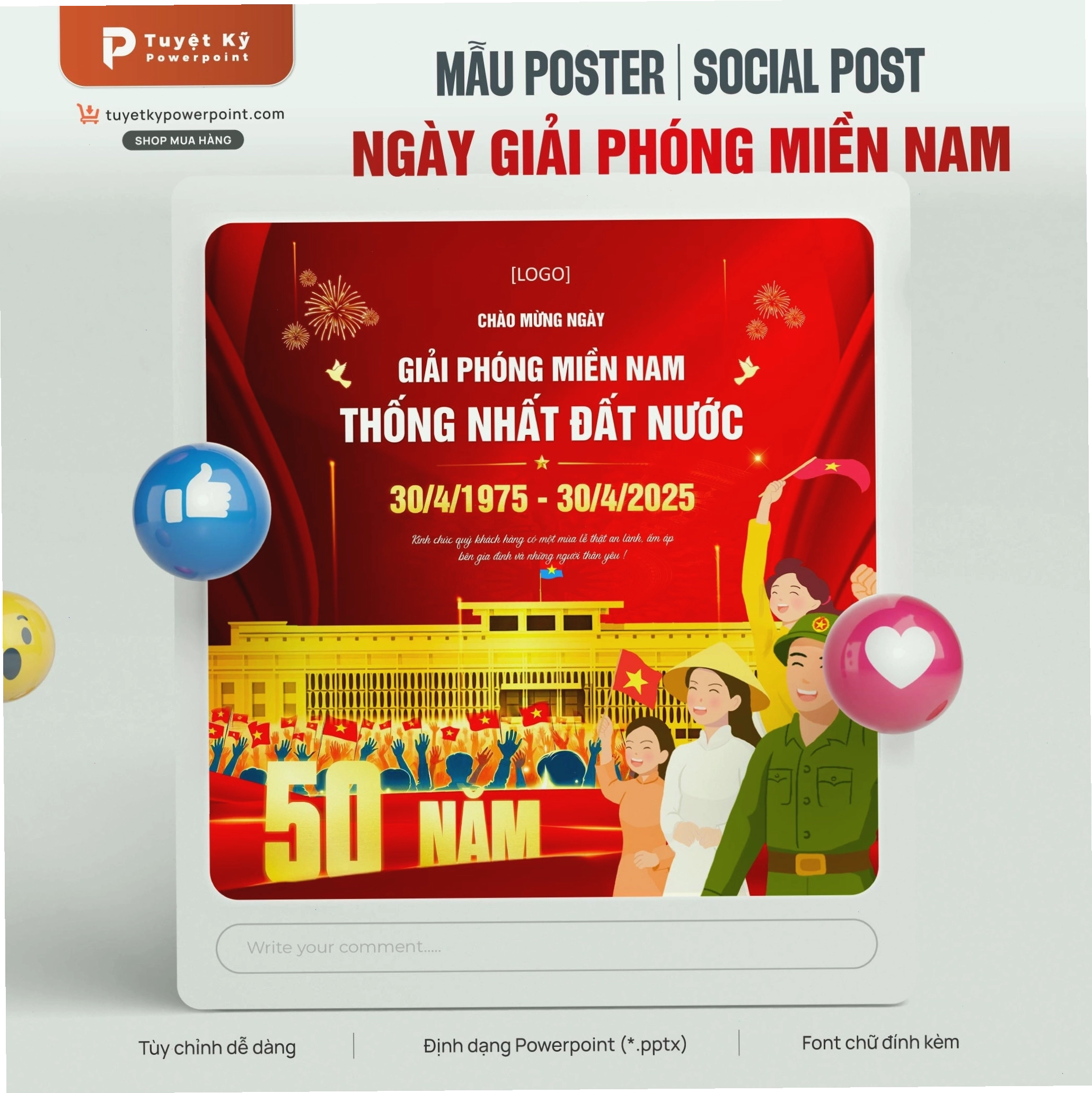 Thumbnail social post chào mừng ngày giải phóng miền nam