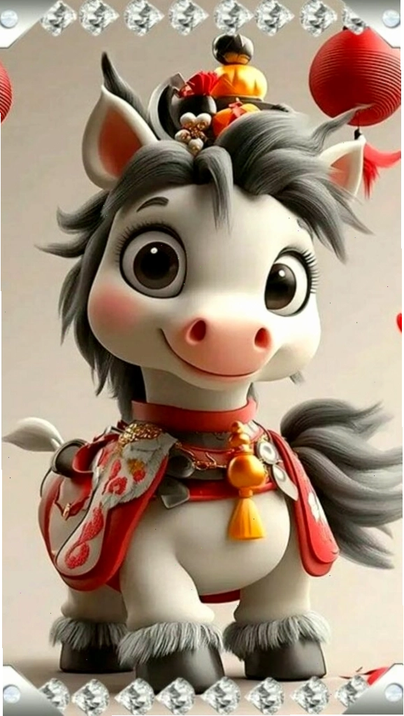 Tiểu Ngựa đáng yêu với thông điệp bình an, phù hợp làm hình nền điện thoại Tết
