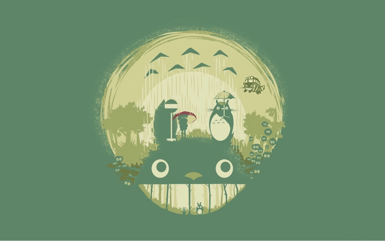 Totoro ngồi trên cành cây nhìn ra khung cảnh bình minh