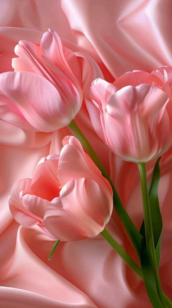 Tulip hồng lụa mềm mại dưới ánh nắng