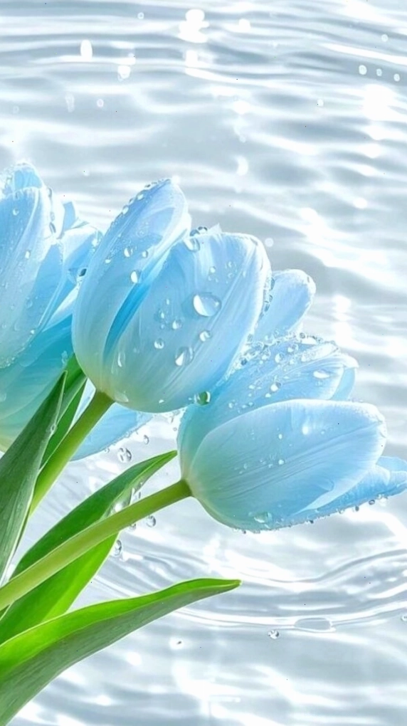 Tulip xanh dưới làn nước trong
