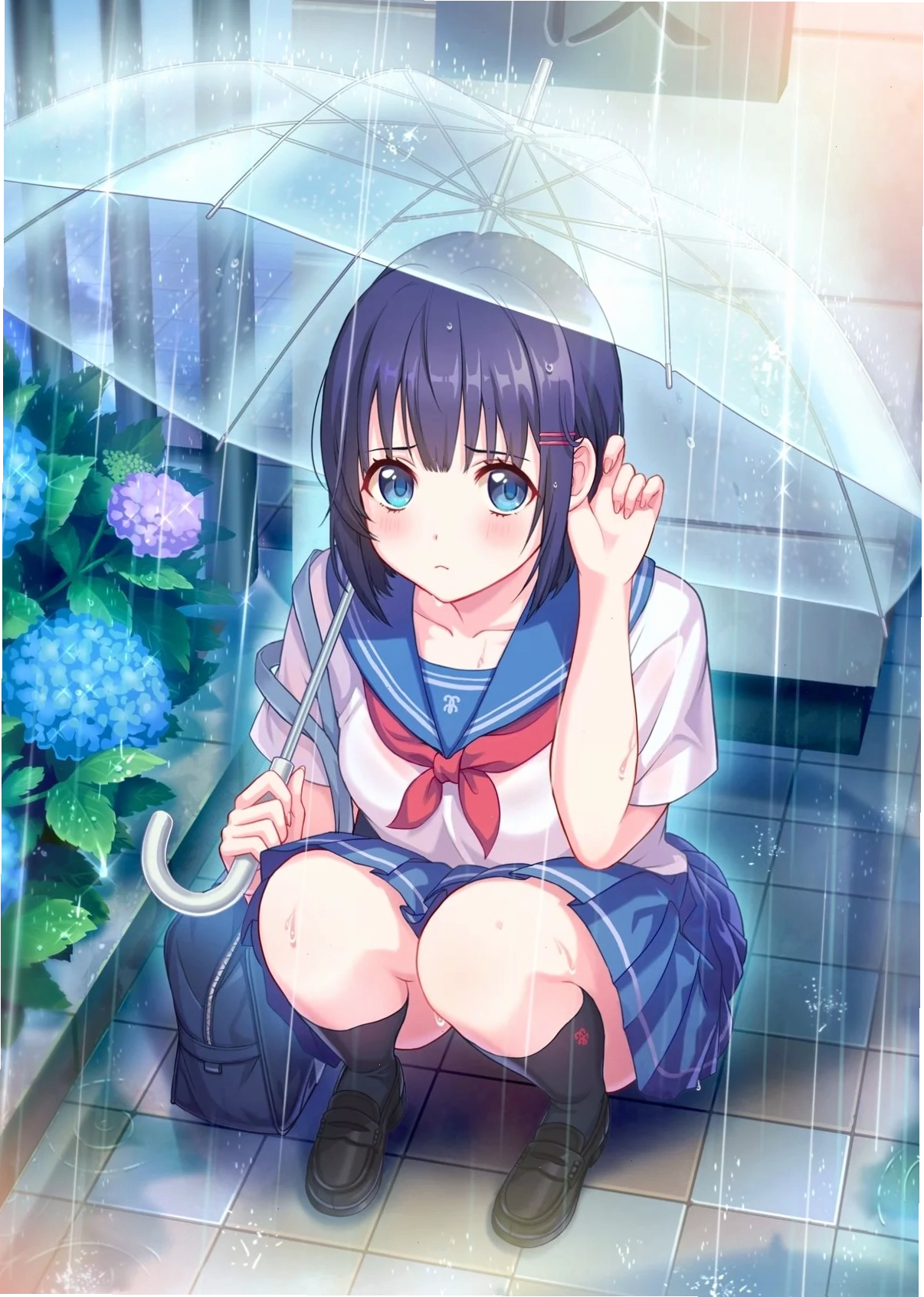 Hình ảnh anime nữ tóc tím mắt xanh độc đáo