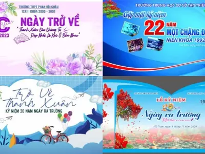 Background họp lớp hiện đại khiến buổi gặp gỡ thêm thú vị