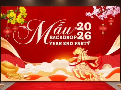 Mẫu trang trí background tất niên ấn tượng nhất năm 2026